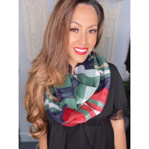 Laurel Green Plaid Infinity Scarf - Picture 1 of 2